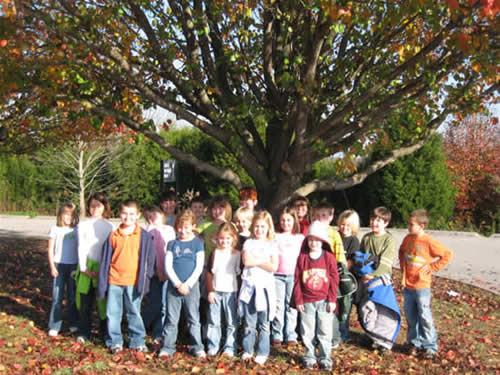 Our Class with our Bradford Pear Tree in fall