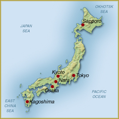 four major islands of japan location