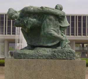 Mother and Child in Storm Statue